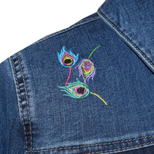 Load image into Gallery viewer, Lyon Blue Denim Jeans Jacket with Stunning Peacock Embroidery
