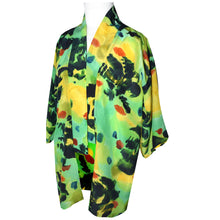 Load image into Gallery viewer, Lime Green Print Crepe de Chine Silk Kimono Jacket
